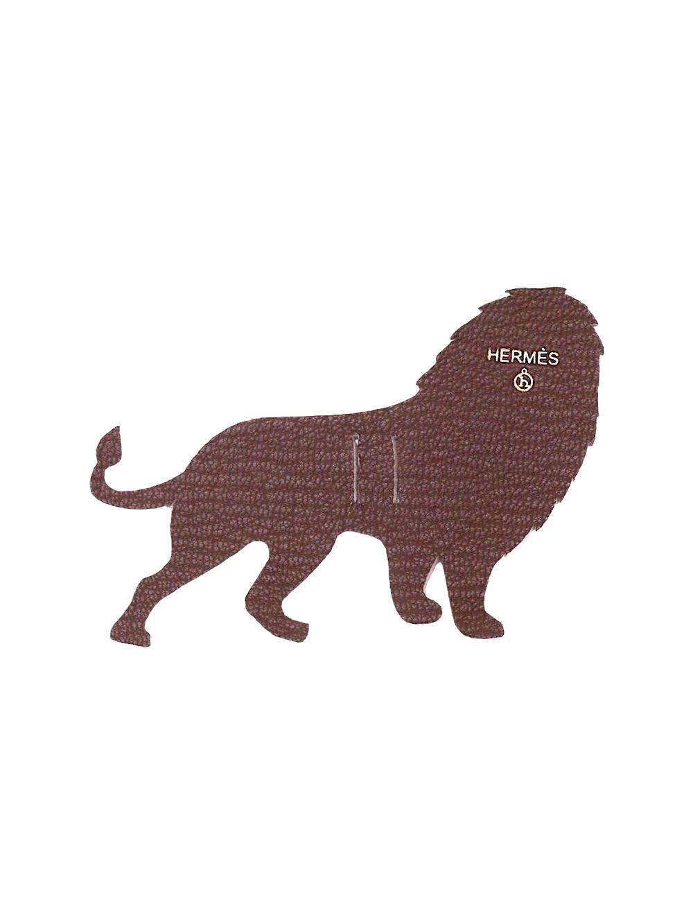 🔴 Hermes Petit h Lion Ribbon Charm - Brown Leather - Picture 1 of 3